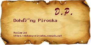 Dohány Piroska névjegykártya